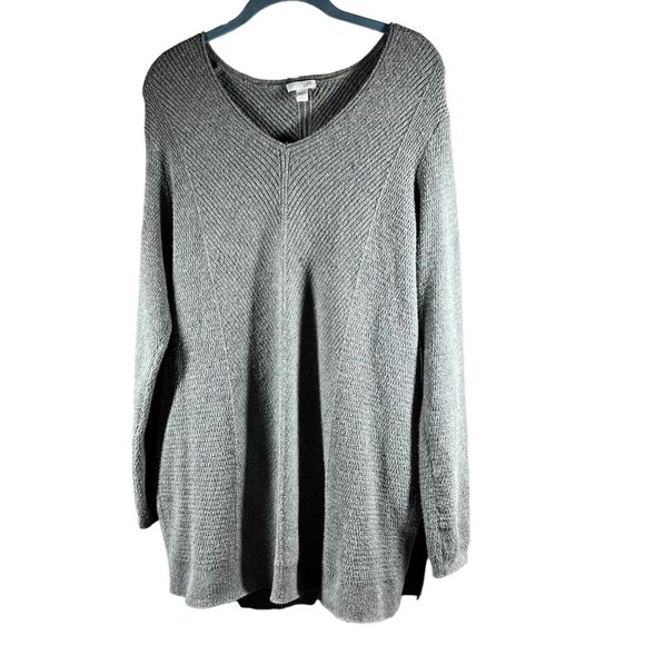 J Jill Sweater Womens Large Petite Gray‎ Textured Knit Pullover Lagenlook - Picture 1 of 6